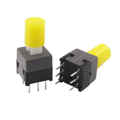 10 Pcs 8.5 x 8.5mm Yellow Cap PCB Push Button Tactile Tact Switch Lock 6 Pin DIP