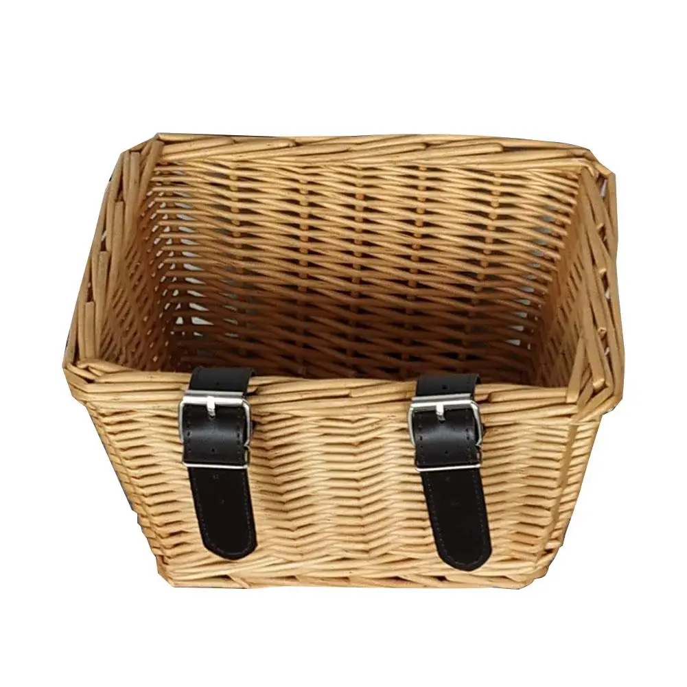 Wicker Front Handlebar Bike Basket Cargo Hand-woven Beautiful Lines Sturdy And Durable Folk Craftsmanship Bicycle Storage