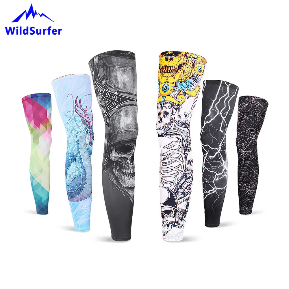 Elasticity Cycling Leggings 2pcs/lot Anti-uv Gaiter Skull Breathable Sport Safety Paisley Running Basketball Football Leggings