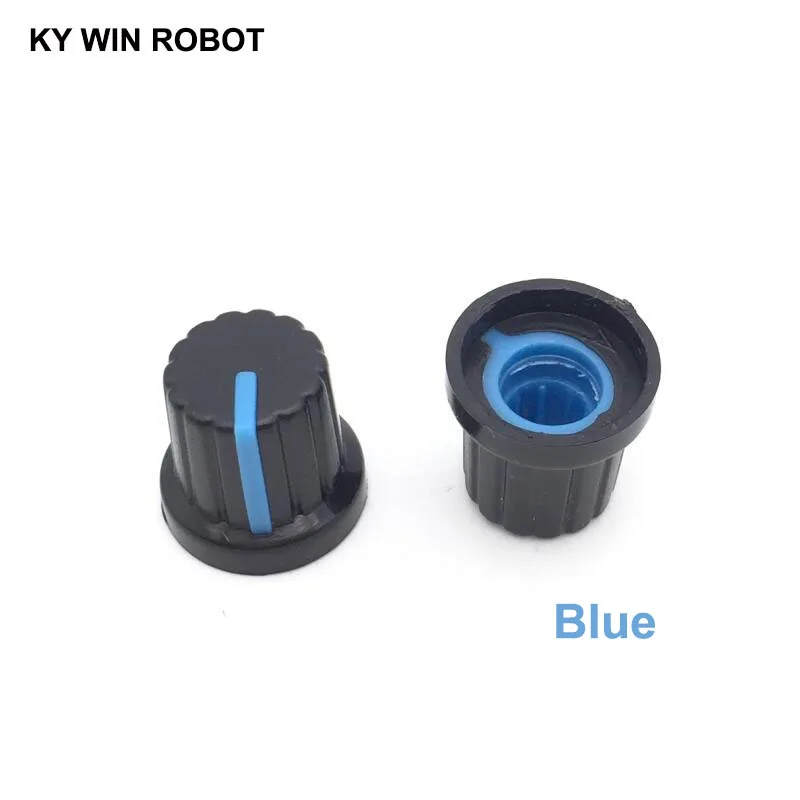 10PCS /lot Blue Volume Control Rotary Knobs For 6mm Dia Knurled Shaft Potentiometer Durable