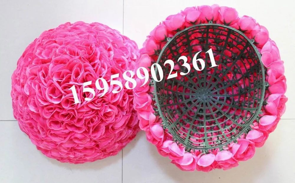 SPR 50cm wedding artificial silk flower ball plastic inner-purplish red or plum or hot pink-kissing ball-bride flower