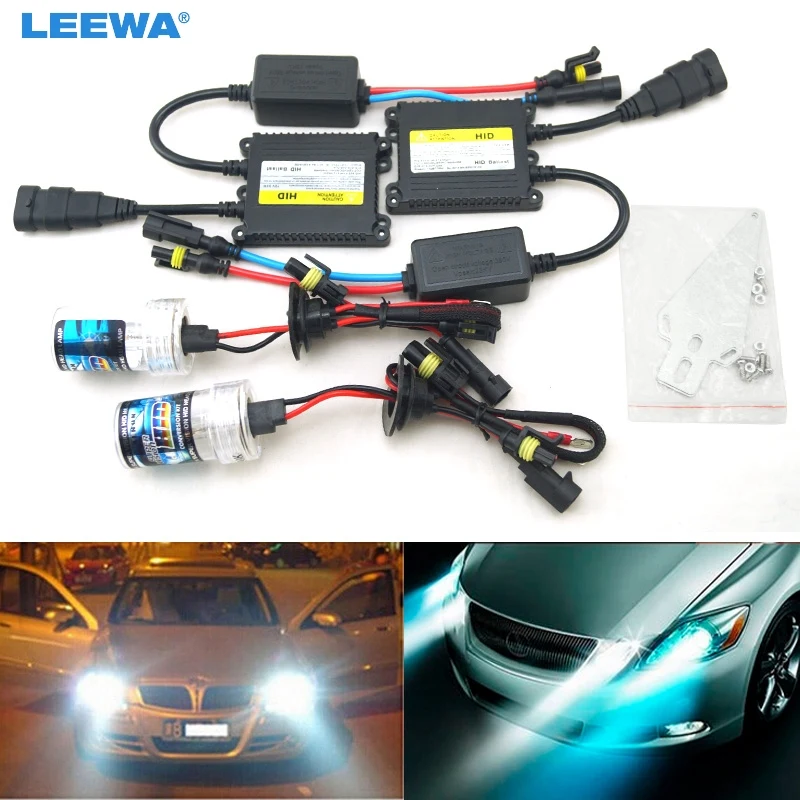 LEEWA 1set AC 12V 35W H1/H3/H7/H8/H10/H11/9005/9006 Xenon HID Kit Car Headlight Xenon Bulb Lamp Digital Ballast #CA4471