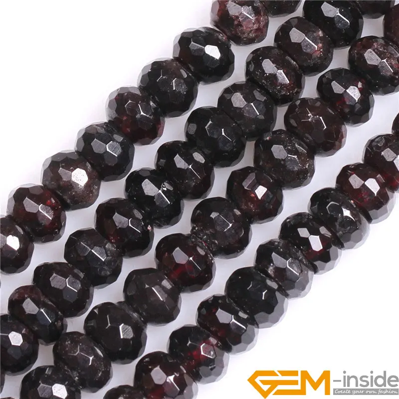 Faceted Natural Red Garnet Rondelle Spacer DIY Loose Beads For Jewelry Making Strand 15 Inch Free Shipping