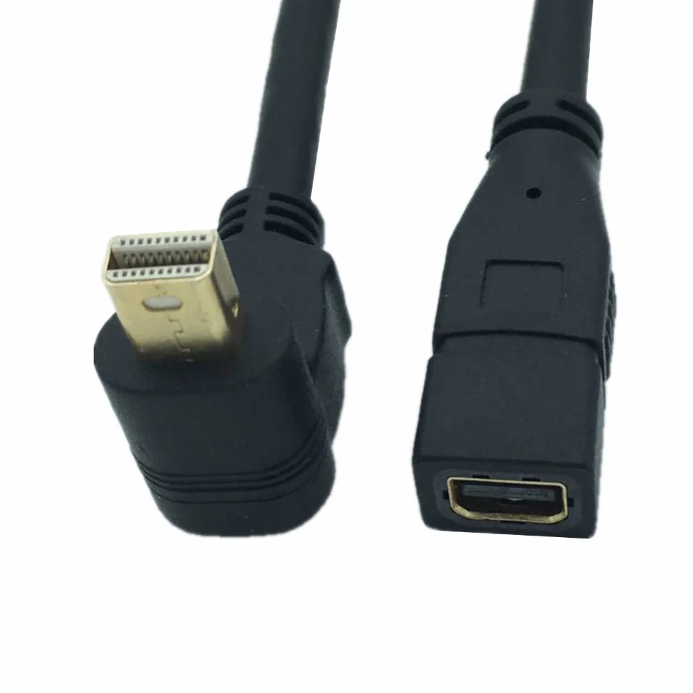 Port Display Mini Jantan Ke Betina 90 Derajat Atas & Bawah & Kiri & Kanan Miring Port Display Mini Kabel Ekstensi DP