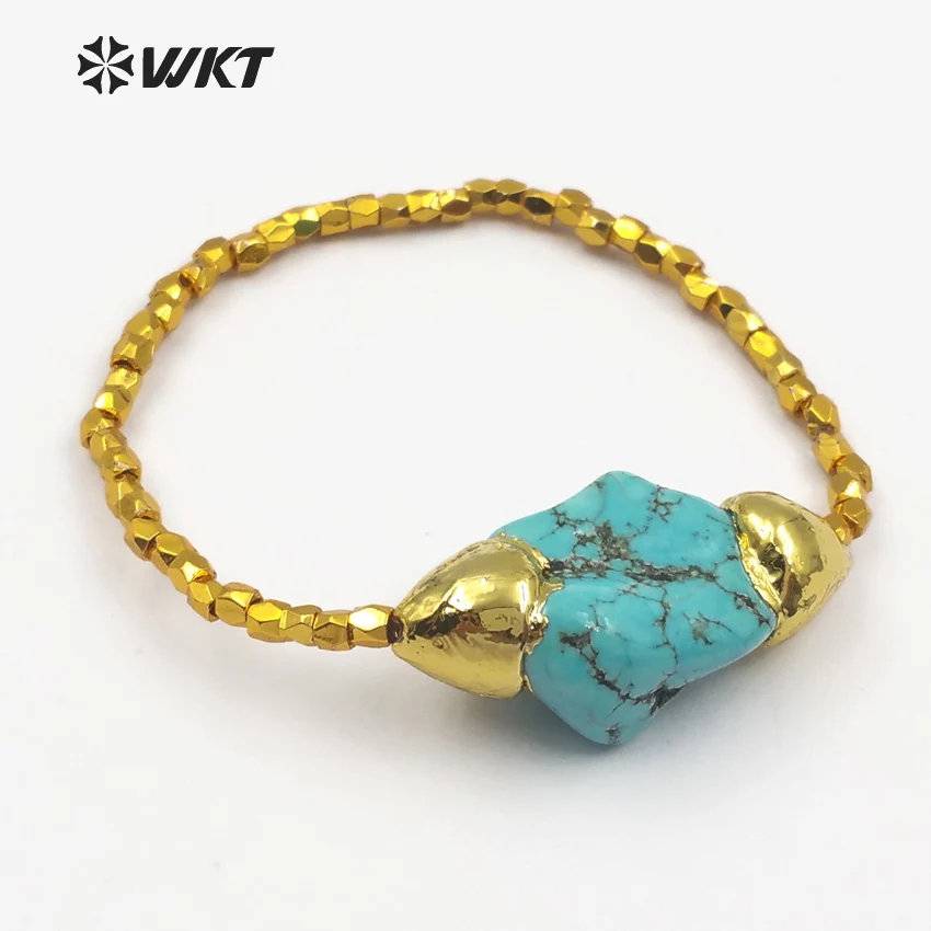 

WT-B417 Wholesale Custom Colorful Stone Natural Stone Bracelet With Metal Plated Elegant For Women Jewelry Decorated