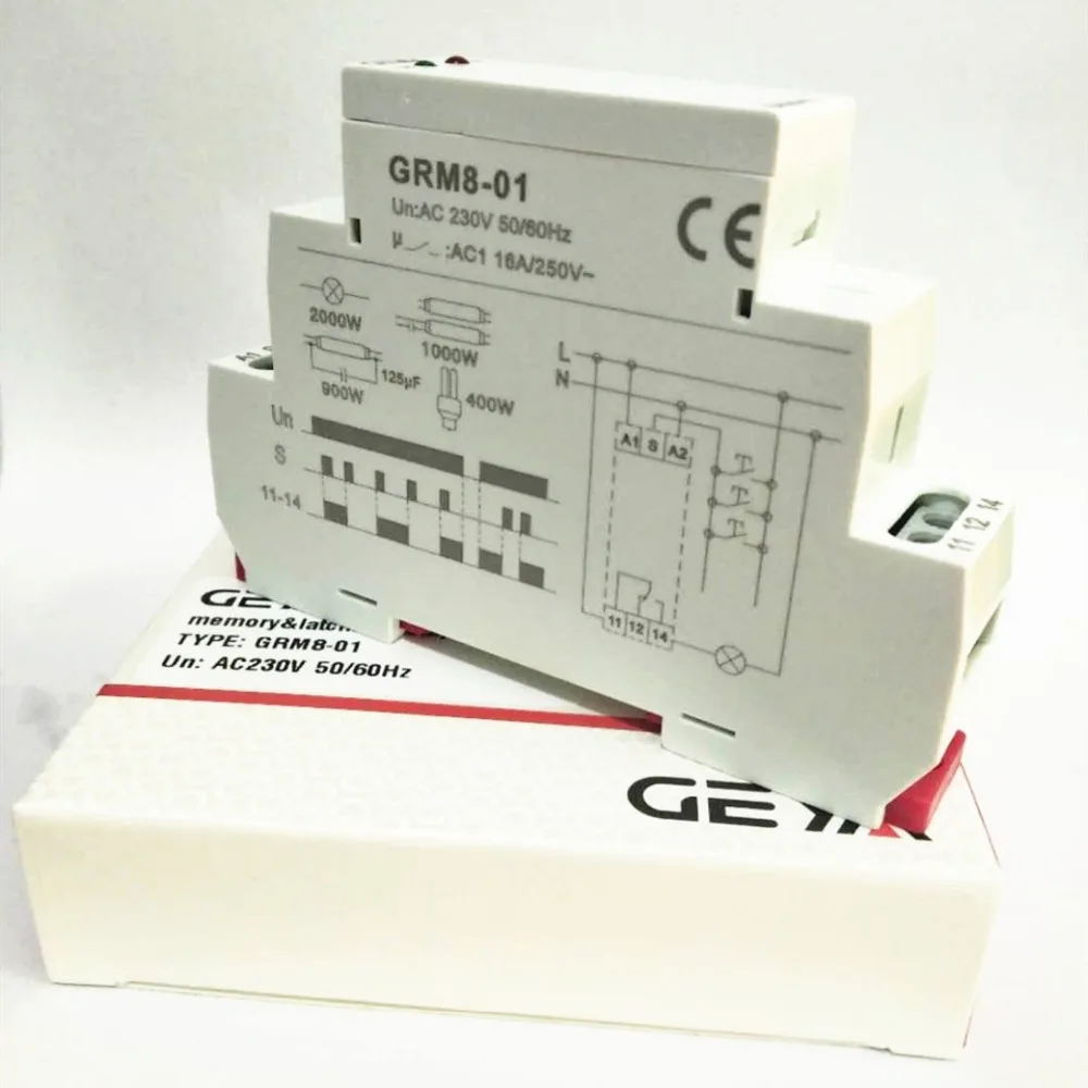 Din Rail SPDT Impluse Relay  GRM8 16A AC 230V AC/DC12-240V Electronic Latching Memory Relay  Certificate