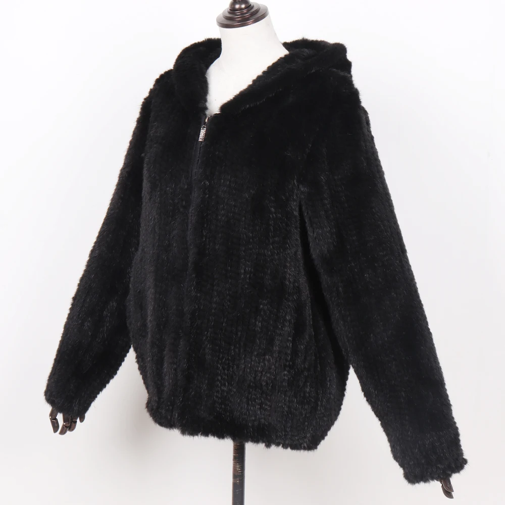 Abrigo con capucha de piel de visón Real para mujer, chaqueta de piel de visón auténtica, cálida, a la moda, de calidad Natural, para invierno