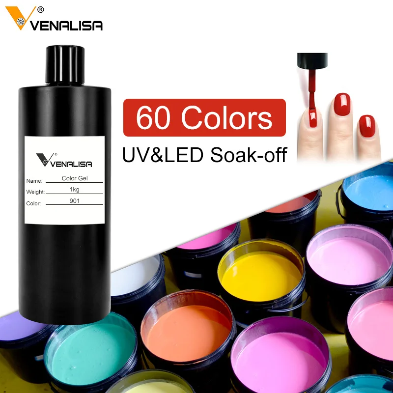 1 Liter Refill Package VENALISA Soak off UV LED Color Nail Gel Polish Nail Art Salon 1000ml Gel Lacquer Starry Gel Polish