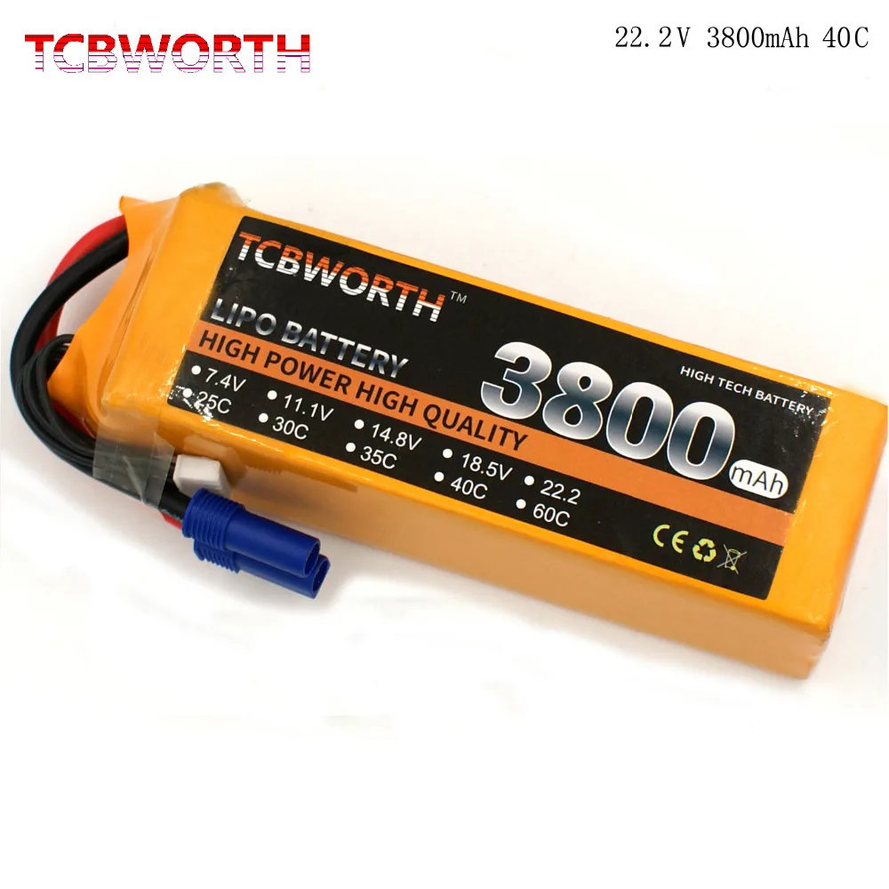 Tcbvale-bateria de controle remoto rc lipo, bateria de 22.2v, 6s, 3800mah, 30c, 40c, 60c para avião rc, drone, barco, brinquedos