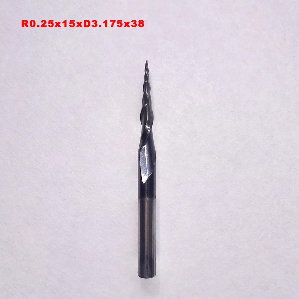 Fresa de fresado CNC de carburo sólido R0.25x15xD3.175x38 con vástago de 3.175mm