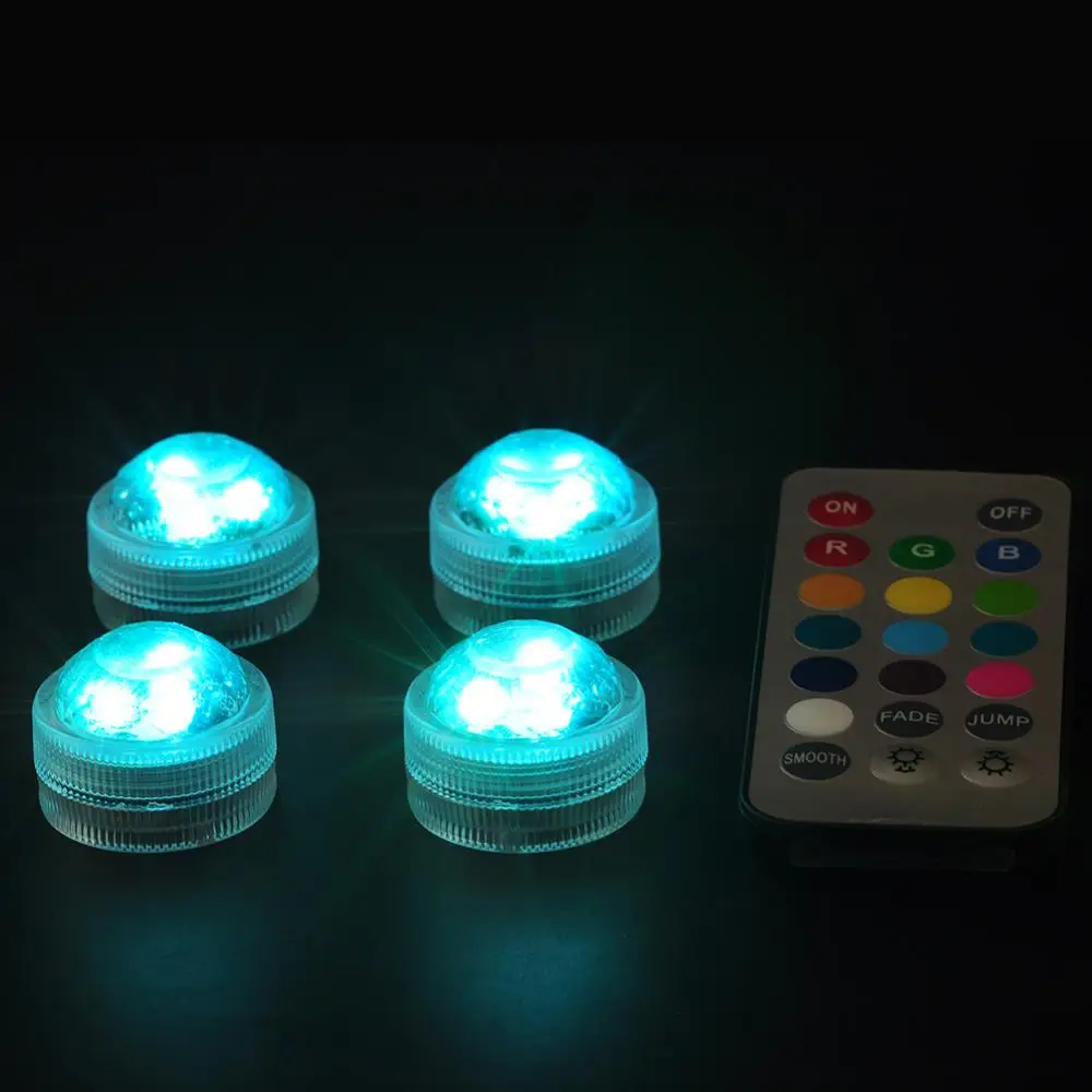 Kitosun Battery Operated Remote Submersible LED Lights Mini Waterproof LED Tea Light Wedding Table Centerpiece Vase Decoration