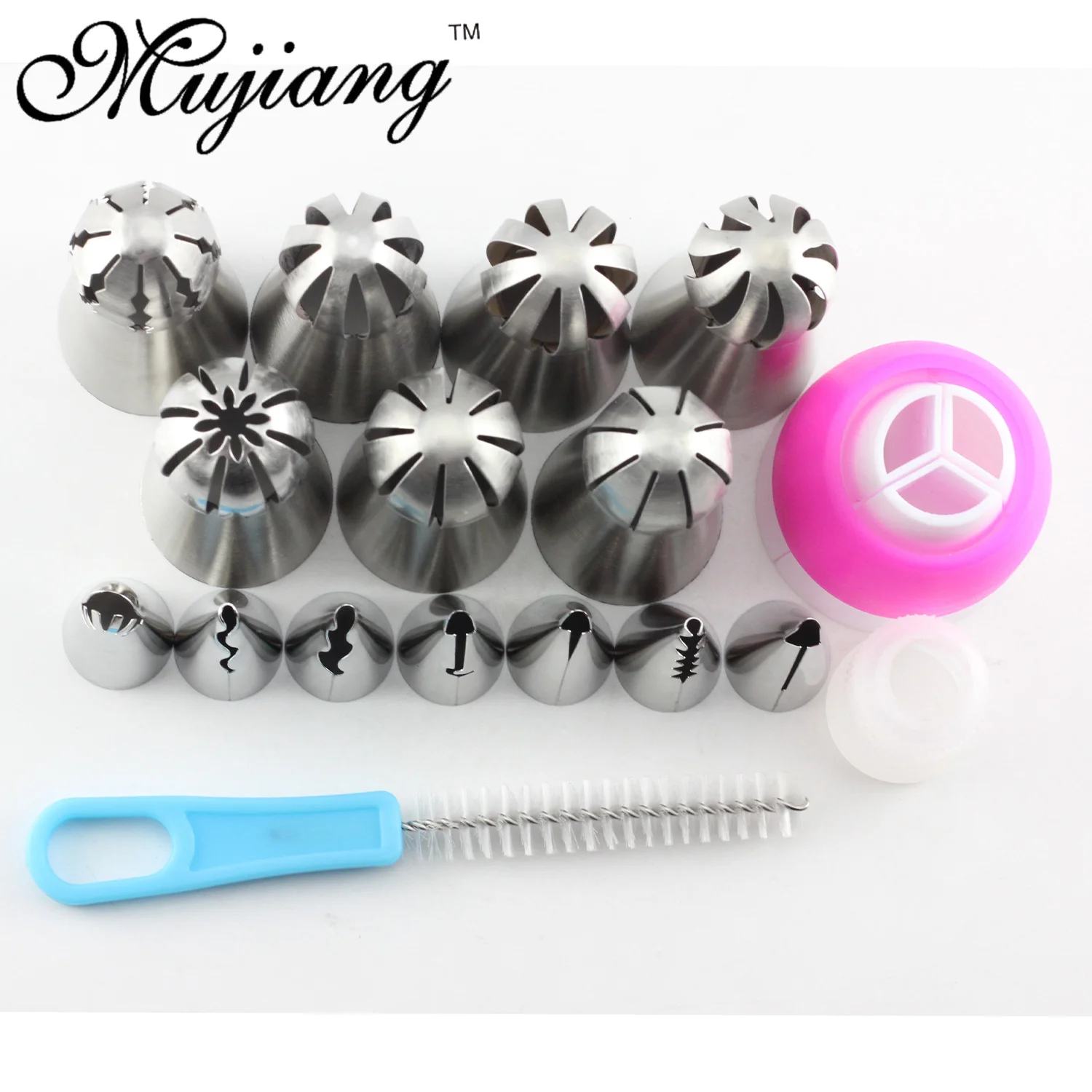 Mujiang 17Pcs Russian Spherical Ball Icing Piping Nozzles Korean Style Pastry Tips Stainless Steel Cake Dessert Decorating Tools