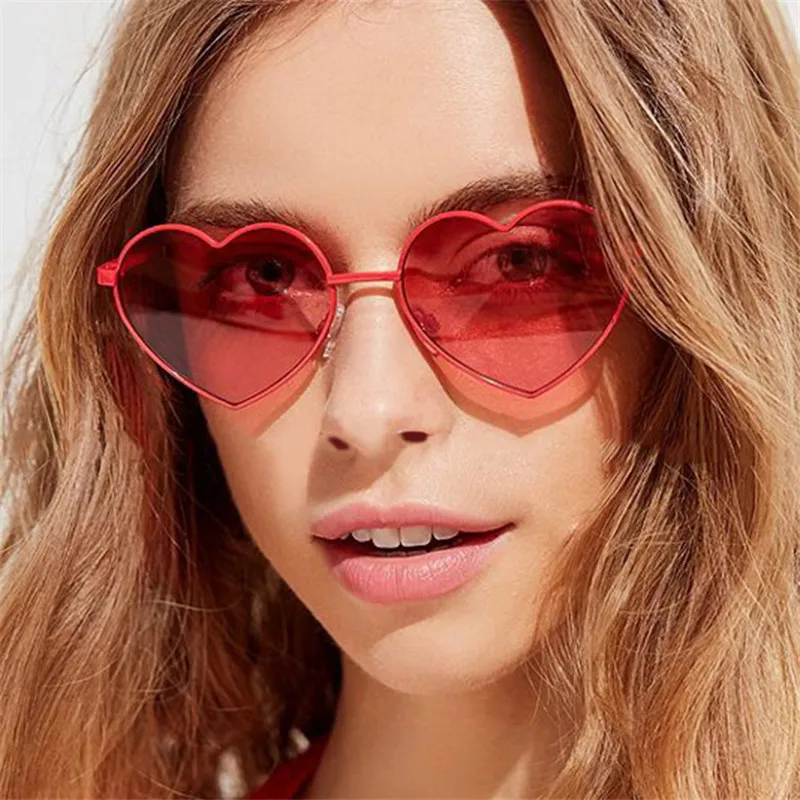 

Heart Shaped Sunglasses metal Women Brand Designer Fashion LOVE Clear Ocean Lenses Sun Glasses Oculos UV400