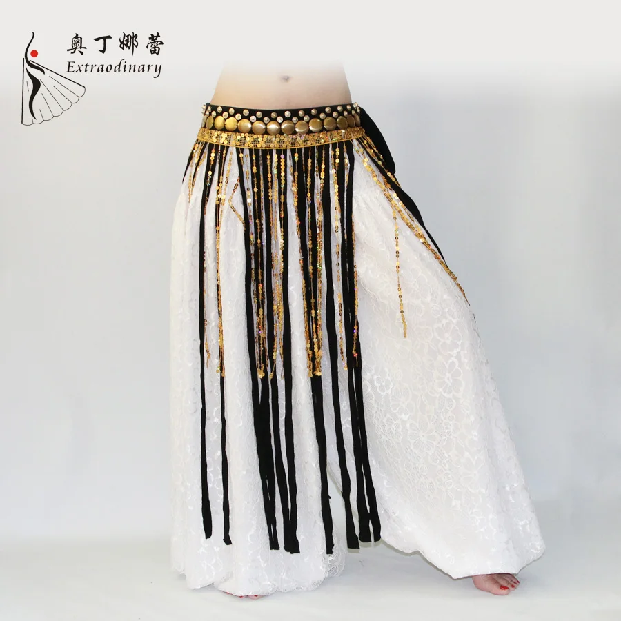 Tribal dance Long Fringe Hip Scarf Belly Dance Coin Belt