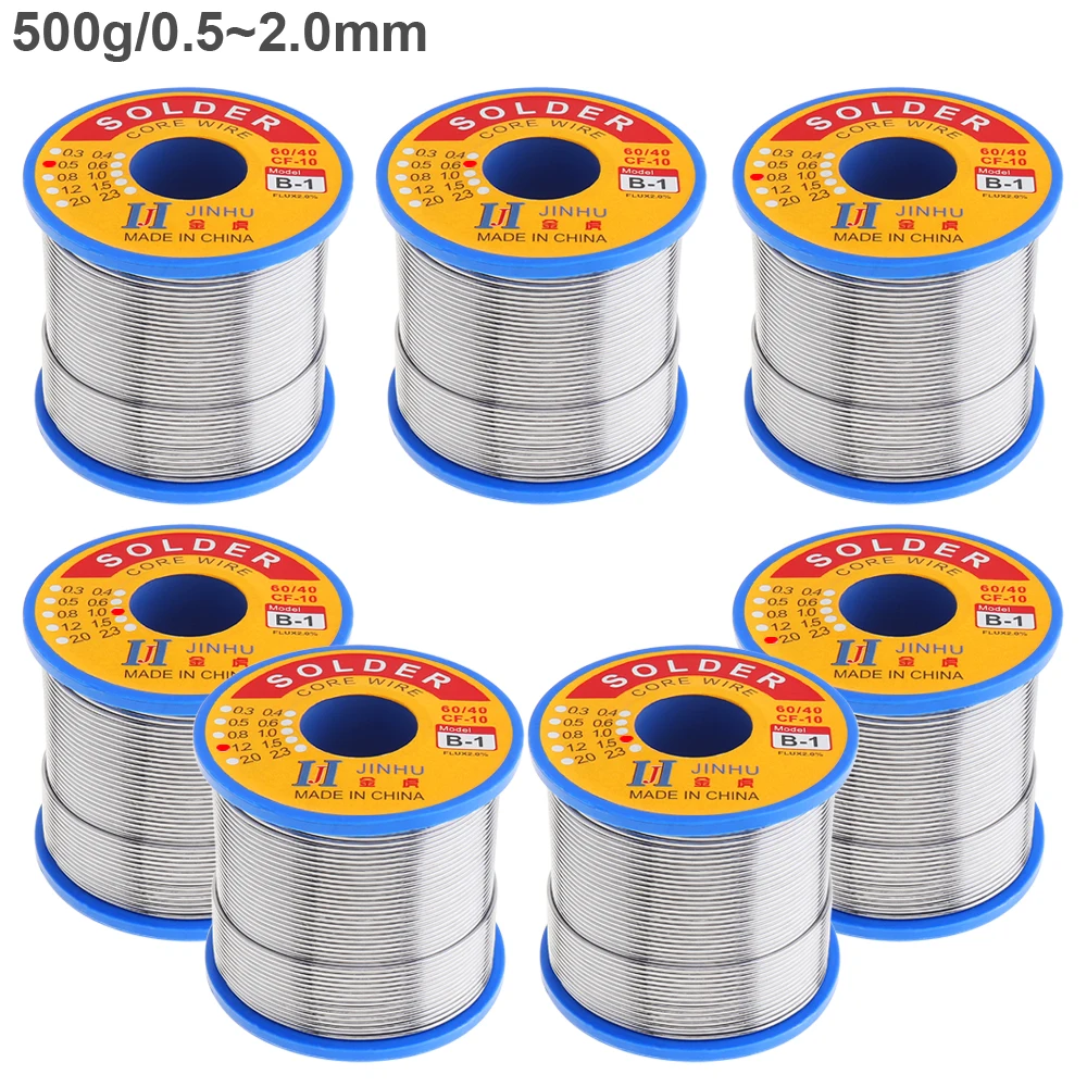 60/40 B-1 500g 0.5mm-2.0mm No-clean Rosin Core Solder Wire with 2.0% Flux and Low Melting Point for Electric Soldering Iron