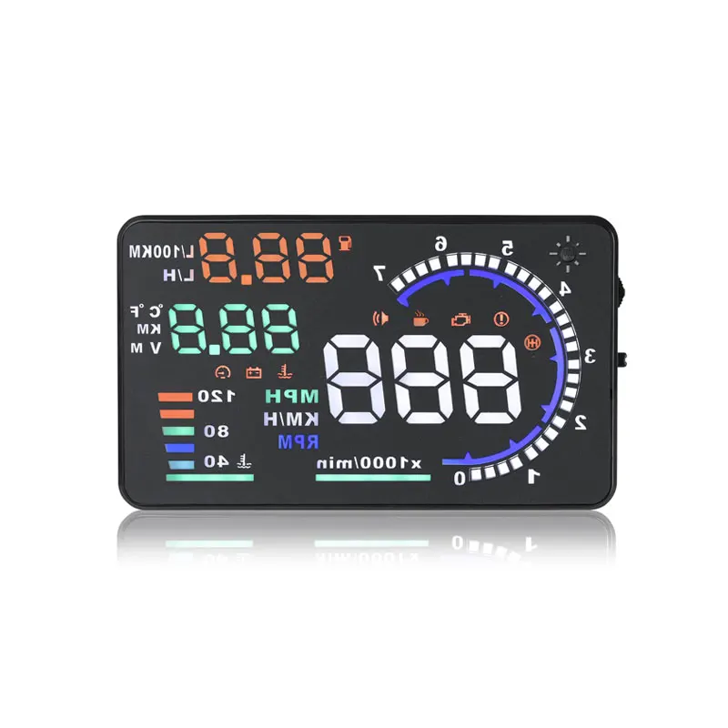 YASOKRO A8 Car Head Up Display Windshield Projector Fuel OBD II and EOBD Speedometers Car Speed Projector Overspeed Temp Alarm