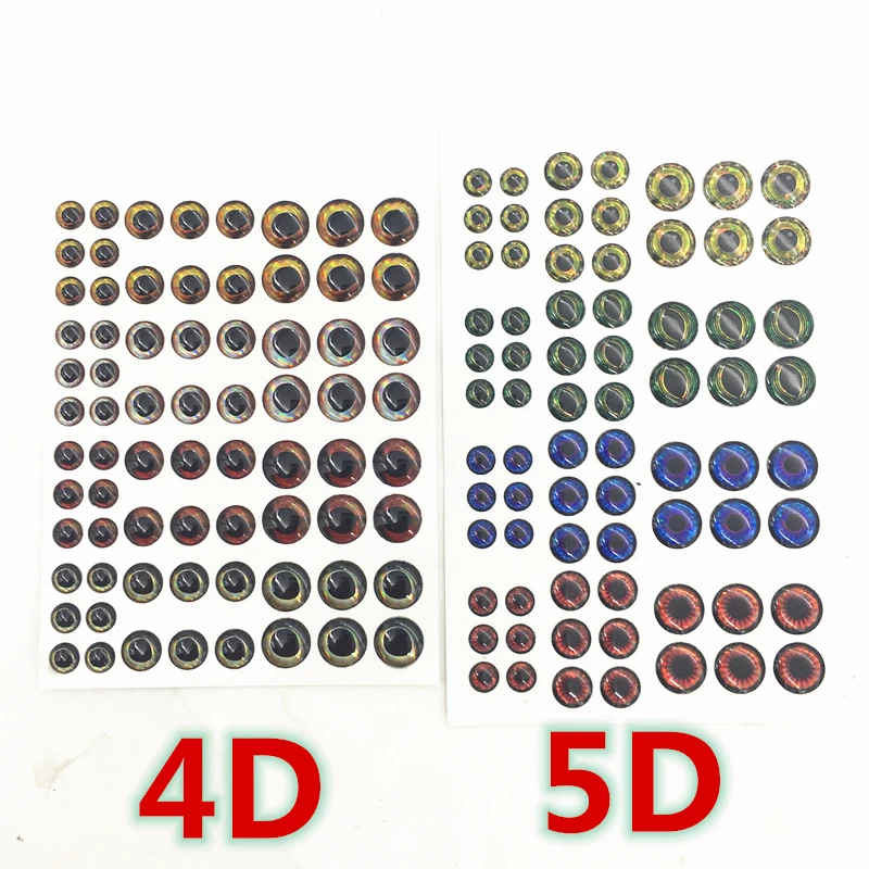 2packs=144Pcs Fly Tying Material Holographic Artificial Fish Eye 6/8/10MM 4D/5D Fishing Lure Eye Fly Fishing Accessories Sticker