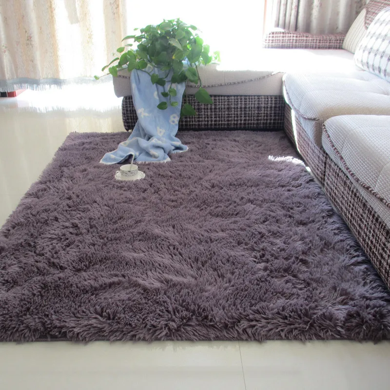 Thickened washed silk hair non-slip carpet living room coffee table blanket Bedroom bedside mat yoga rugs solid color plush rug