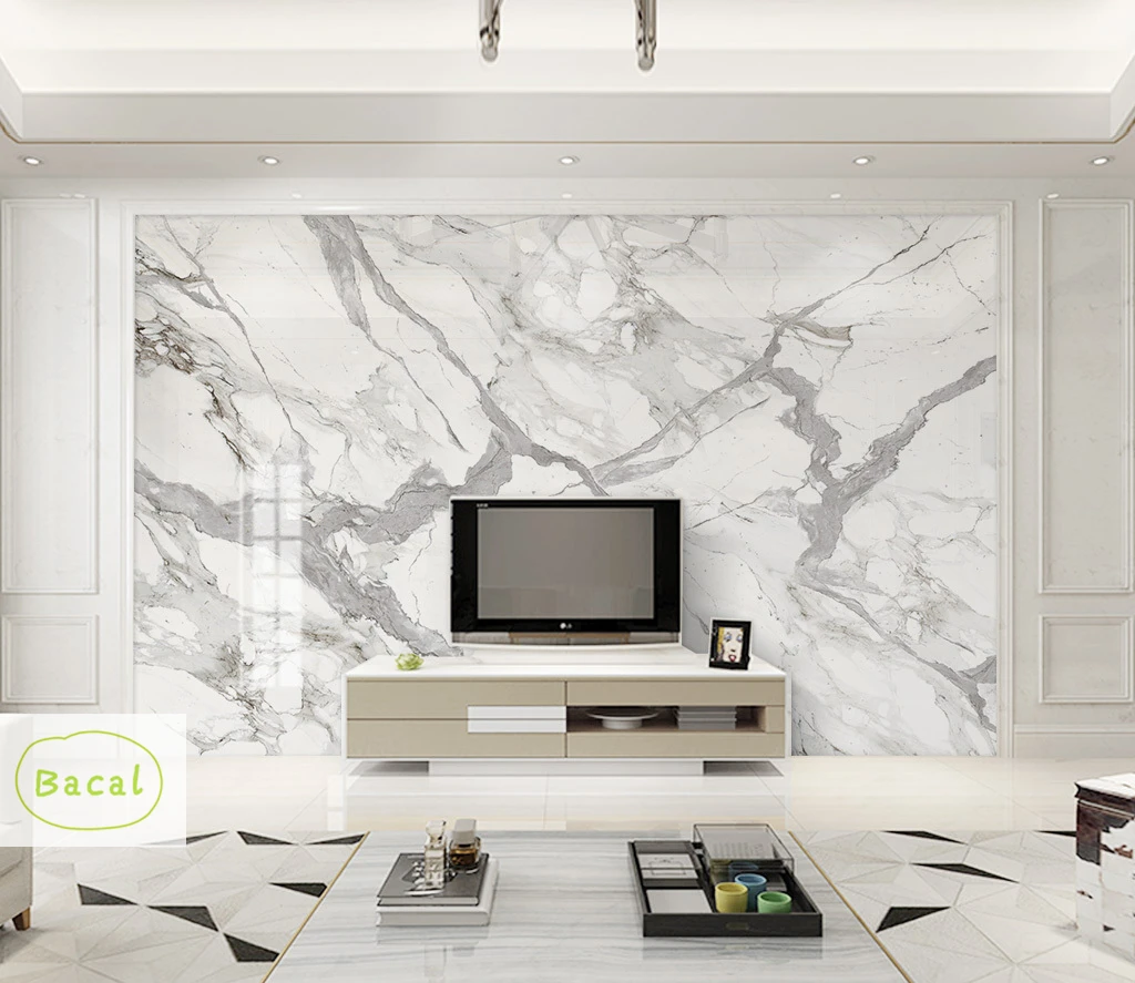 

Bacal Custom Photo Wallpaper 3D Living Room Bedroom Sofa Backdrop Wall Murals White marble Wallpaper papier peint mural 3d