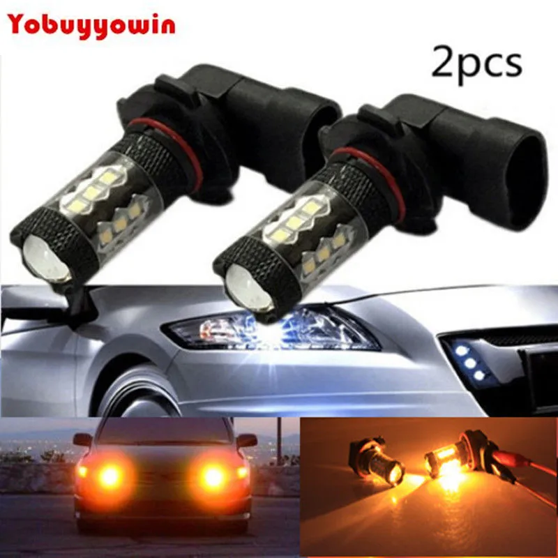 2Pcs 9005 H10 HB3 9006 HB4 9012 80W Samsung led Chips 2323 LED 3000K Amber/Orange Projector Fog Driving Light Bulbs