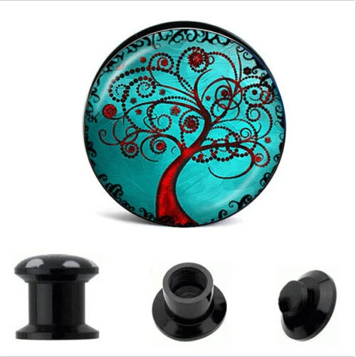 Tree of Life Ear plugs Logo Double Flare Acrylic Ear Gauges plugs tunnels body piercing jewelry Kits expanders