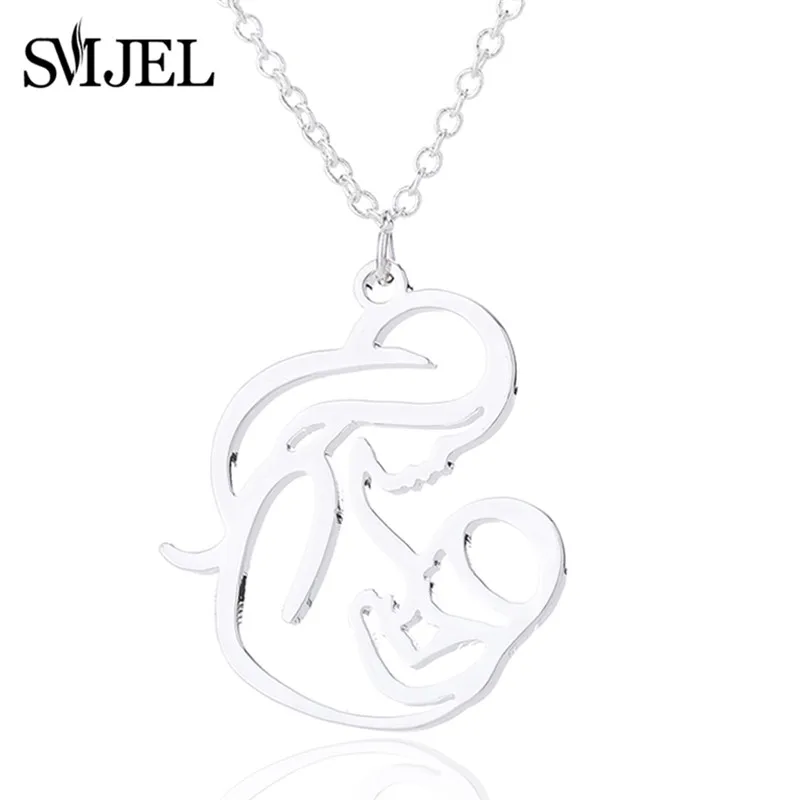 SMJEL New Family MUM Stainless Steel Necklaces for Women Fashion Mom Necklace Collier Jewelry Mother\'s Day Gift Dropshiping