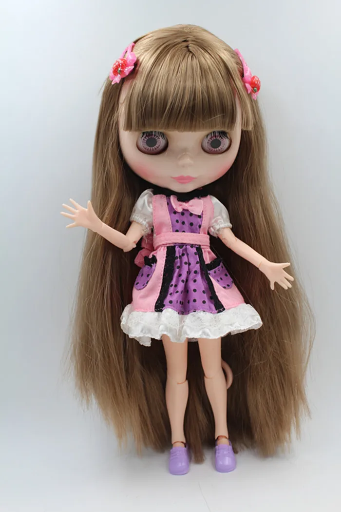 Blygirl Blyth doll Silver bangs straight hair doll NO.77BL051 body has 19 joints 1/6 joint body hand group