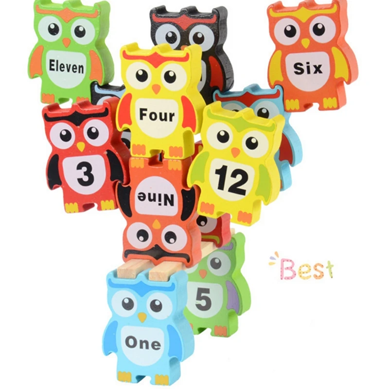 Kids Board Game Wooden Owl Balance Block Wood Toy Blocks Fun Early Learning Toys Family Party Games Children's Gifts Box Package