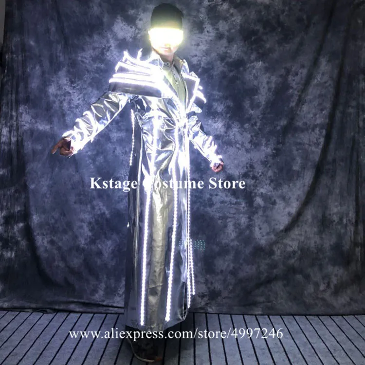 RE54 DJ stage dance led light costumes luminous men jacket perform coat glowing lighted up outfits singer show wears party dress