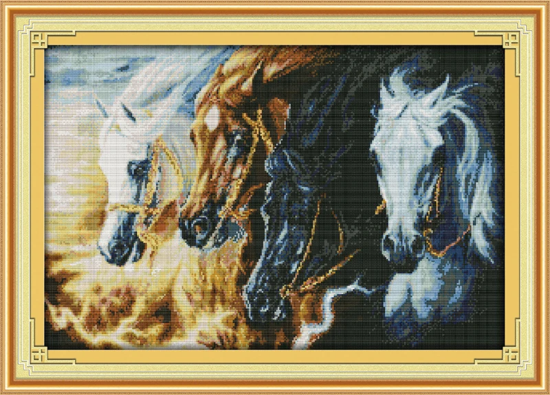 Galloping steed (2) cross stitch kit 14ct 11ct pre stamped canvas cross stitching animal embroidery DIY handmade needlework