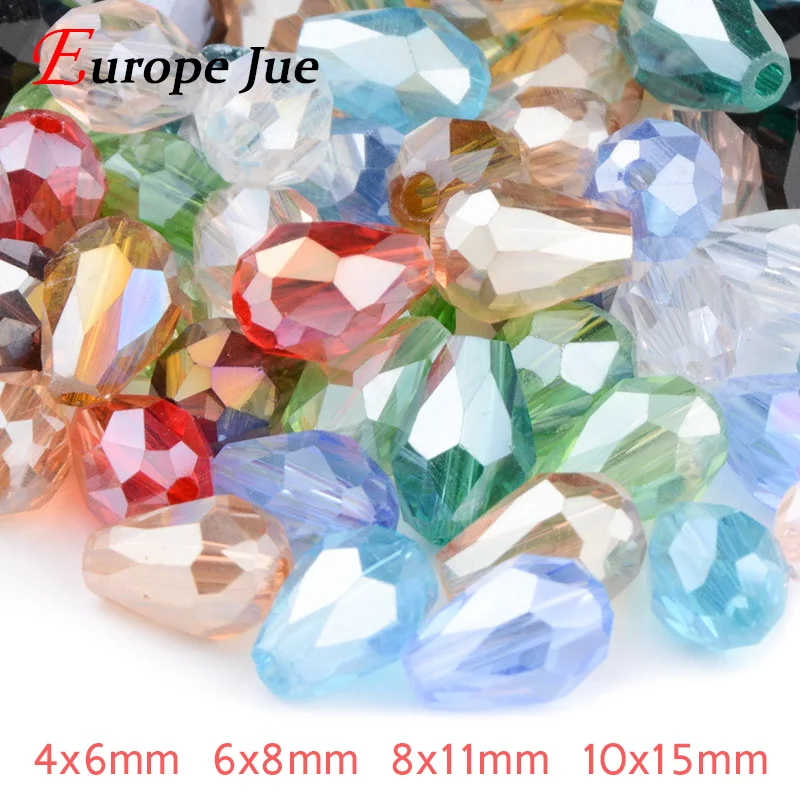 Briolette Pendant Waterdrop Austrian crystal beads 4*6mm 6*8mm 8*11mm 10*15mm Teardrop glass Loose bead for bracelet DIY