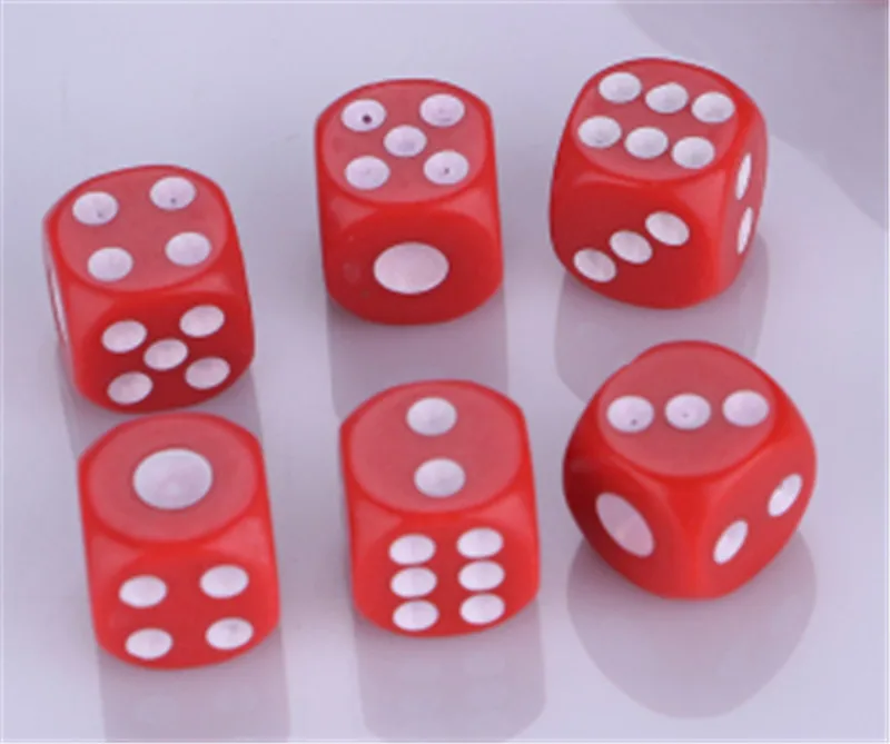 10pcs 14mm Opaque Colorful Poker Chips dice Six Sided Spot Fun Board game Dice Games Party Dice