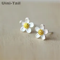 Uini-Tail Hot 925 Tibetan silver five-petal petal earrings Korean version of the flower New Year simple fresh literary gift