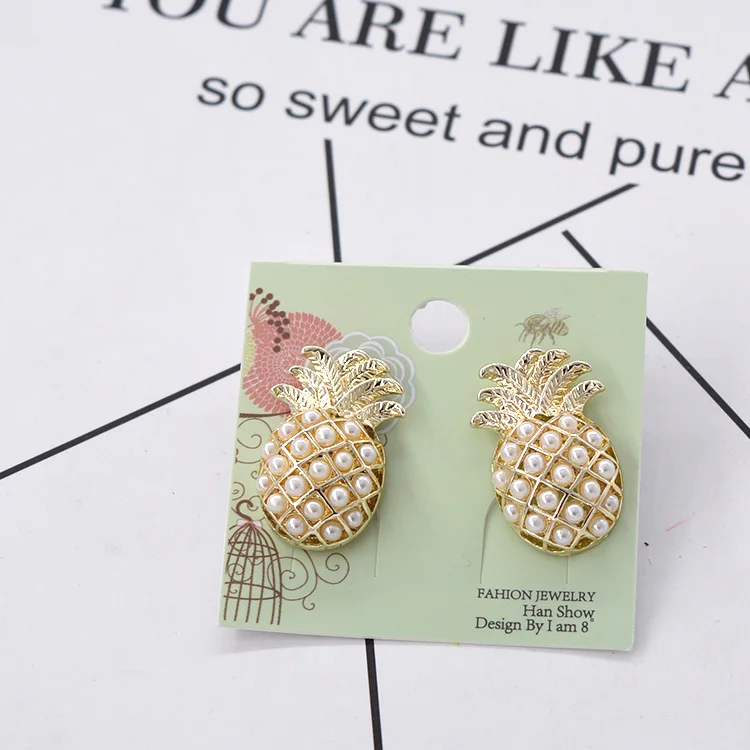 Fashion pineapple small earrings for woman Pendientes mujer серьги женские boucle d’oreille femmes