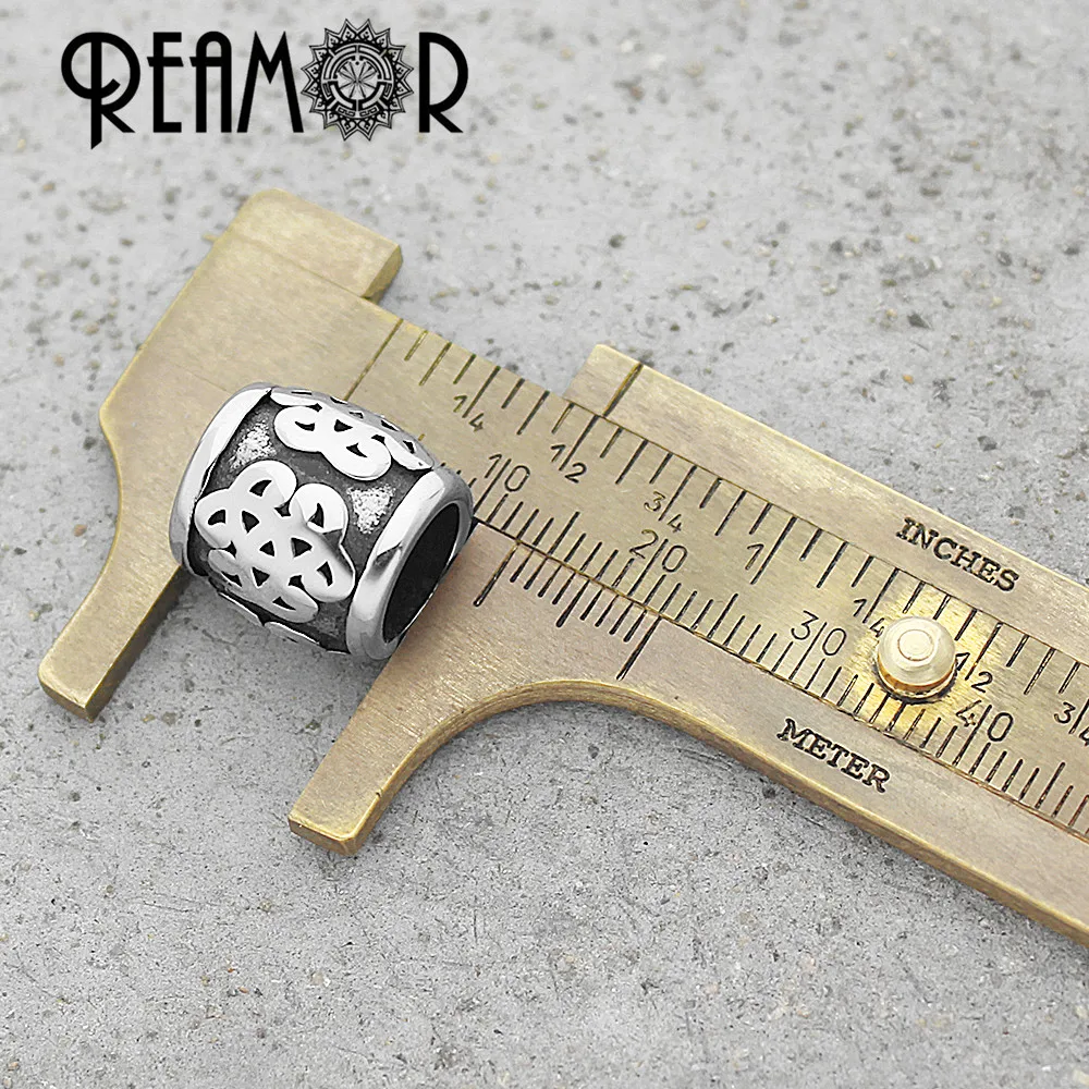 REAMOR 5pcs 316L Stainless Steel Chinese Knot Metal Beads 8mm Large Hole Spacer Charm Beads For DIY Bracelet Jewelry Making