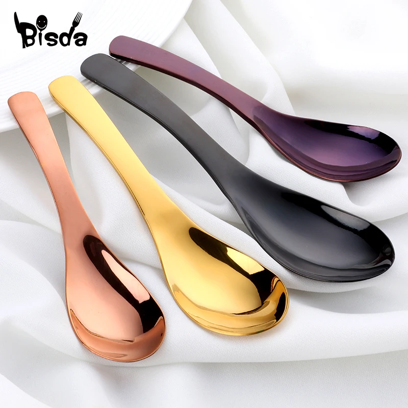 1Pc Serving Spoon Stainless Steel Round Spoon Gold Salad Rice Soup Scoop Small for Ice Cream Luxury Dinnerware Kit Party Tools