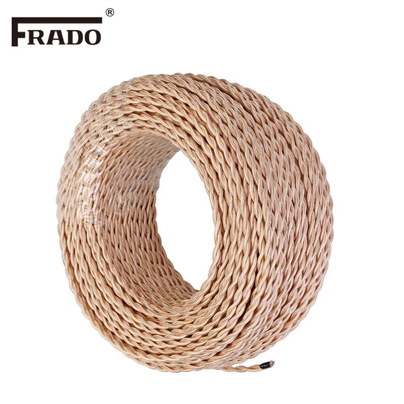 2*0,75mm Vintage Twisted Elektrische Draht Beige Textil Kabel Edison Vintage Lampe Kabel Geflochtene Retro Anhänger Licht Lampe draht – Detail 11