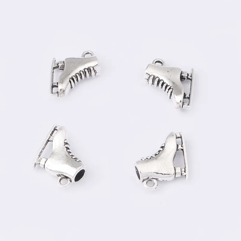 10PCS Antique Tone 3D Ice Skates Charms Roller Skates Shoes Pendant DIY Necklace Making Jewelry Findings 20x18mm