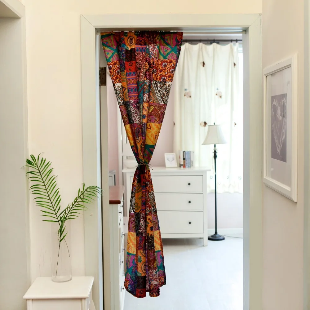 Cotton Door Curtain Nordic Doorway Divider Drapes for Kitchen Bathroom Home Decoration Rod Pocket Design (No Rod Included)