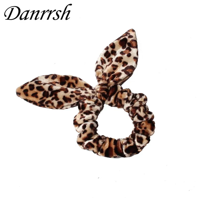 2pcs/lot Rabbit Ears Velvet Scrunchies Leopard Print Hair Band Hair Accessories Elastic Hair Tie For Women Girl Rubber Band