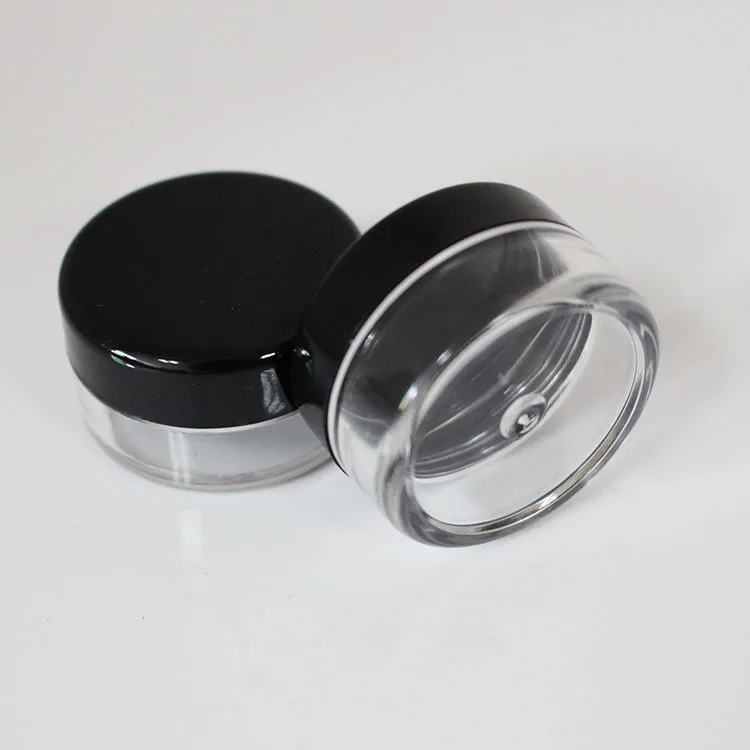 100PCS 5G black Cream Jar, Empty Plastic Cosmetic Container, clear  Small Sample Makeup Sub-bottling nail powder case