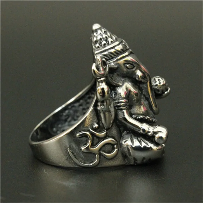 1pc New Arrival Cool Ganesh Ring 316L Stainless Steel Man Boy Fashion Hot Band Party Ganesh Ring