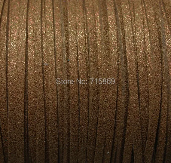 Free Ship  100 Meters 10mm x 1.5mm Metallic Brown  Flat Faux Suede Leather Cord For Necklace and Bracelet