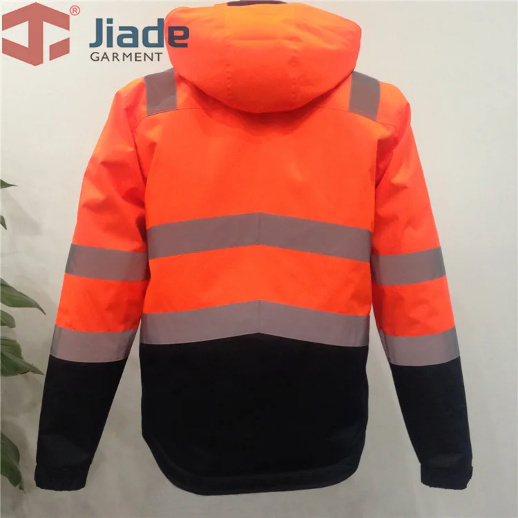 High Visibility Safety Bomber Jacket Orange Winter Reflective Waterproof Jacket Work Wear Plus Size