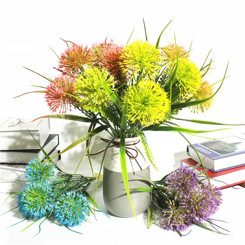 

10pc Artificial Plant Bunch Dandelion Green Leaf Grass Home Decor Plastic Fake Plants Wedding Party Scene Decoration Fake Flower