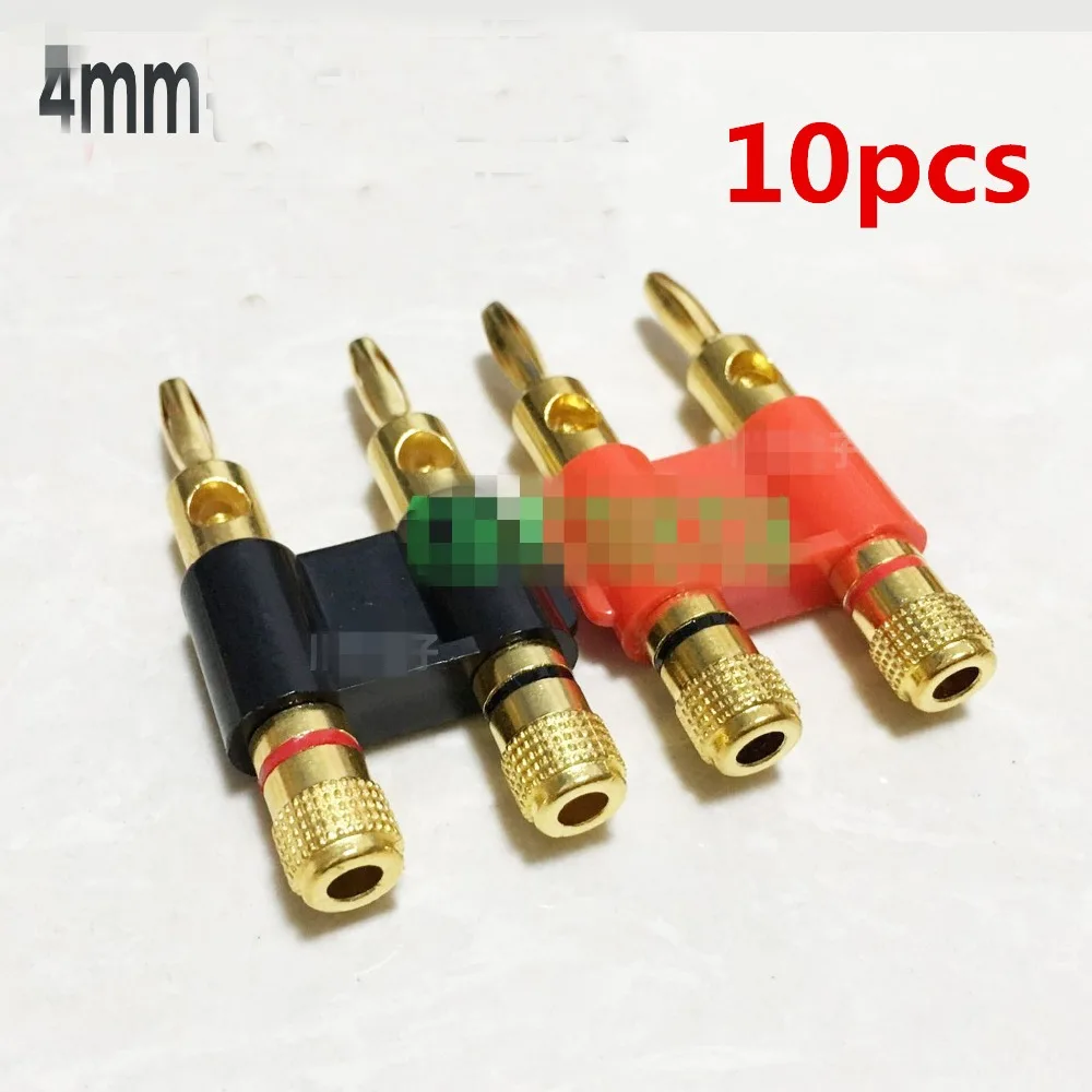 10PCS DUAL SPEAKER 4mm Gold-Plated BANANA PLUG Audio Horn CONNECTOR BLACK or Red