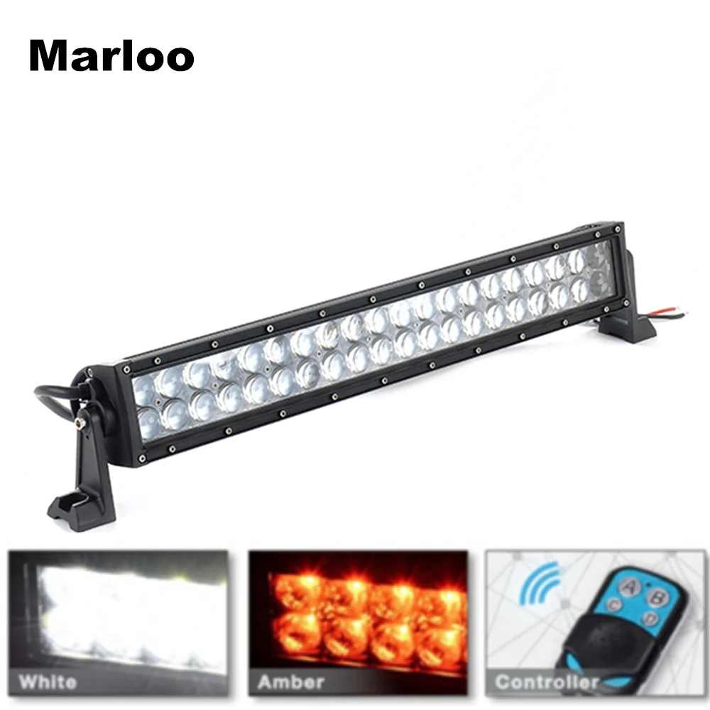 

Offroad 22inch120W Dual Color White Amber Remote Control Flash LED Light Bar 4D Fish Eyes Car Vehicle Strobe Lamp