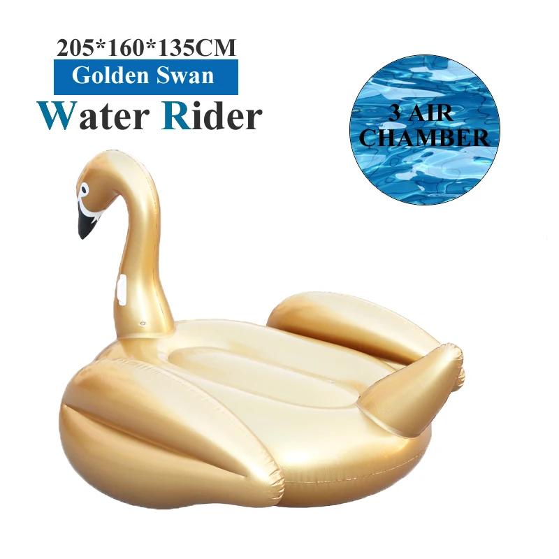 

child kid adult 205cm inflatable golden swan beach swimming pool float water rider air mat mattress water lounge B40007