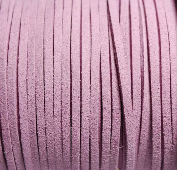 Free Shipping 100Yards (92 Meters) 3 x 1.5mm Light Lilac Plum Flat Faux Suede Leather Cord