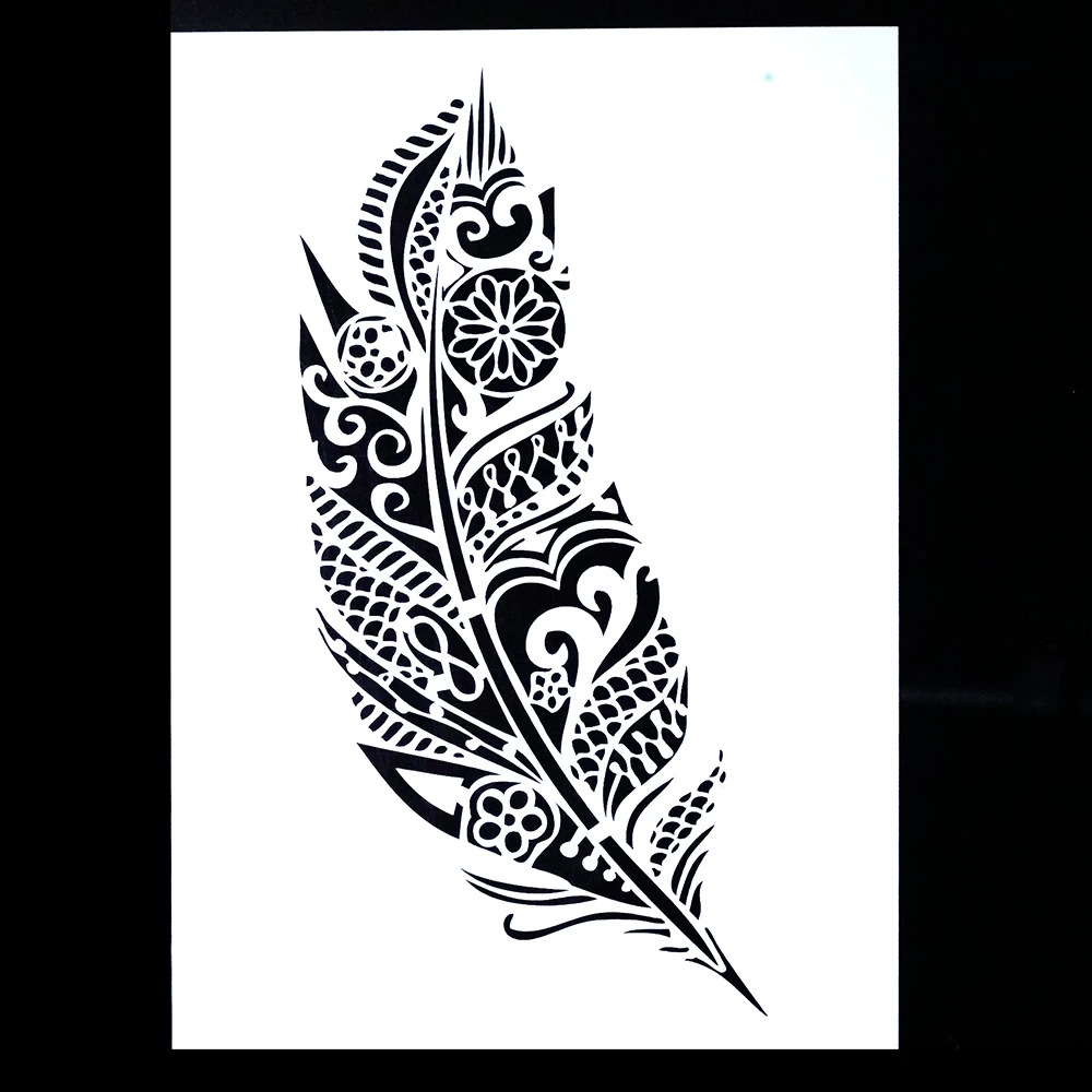 A4  Size DIY Craft Layering Mandala Feather Stencil For Wall Painting Scrapbooking Album Decorative Embossing Paper Card